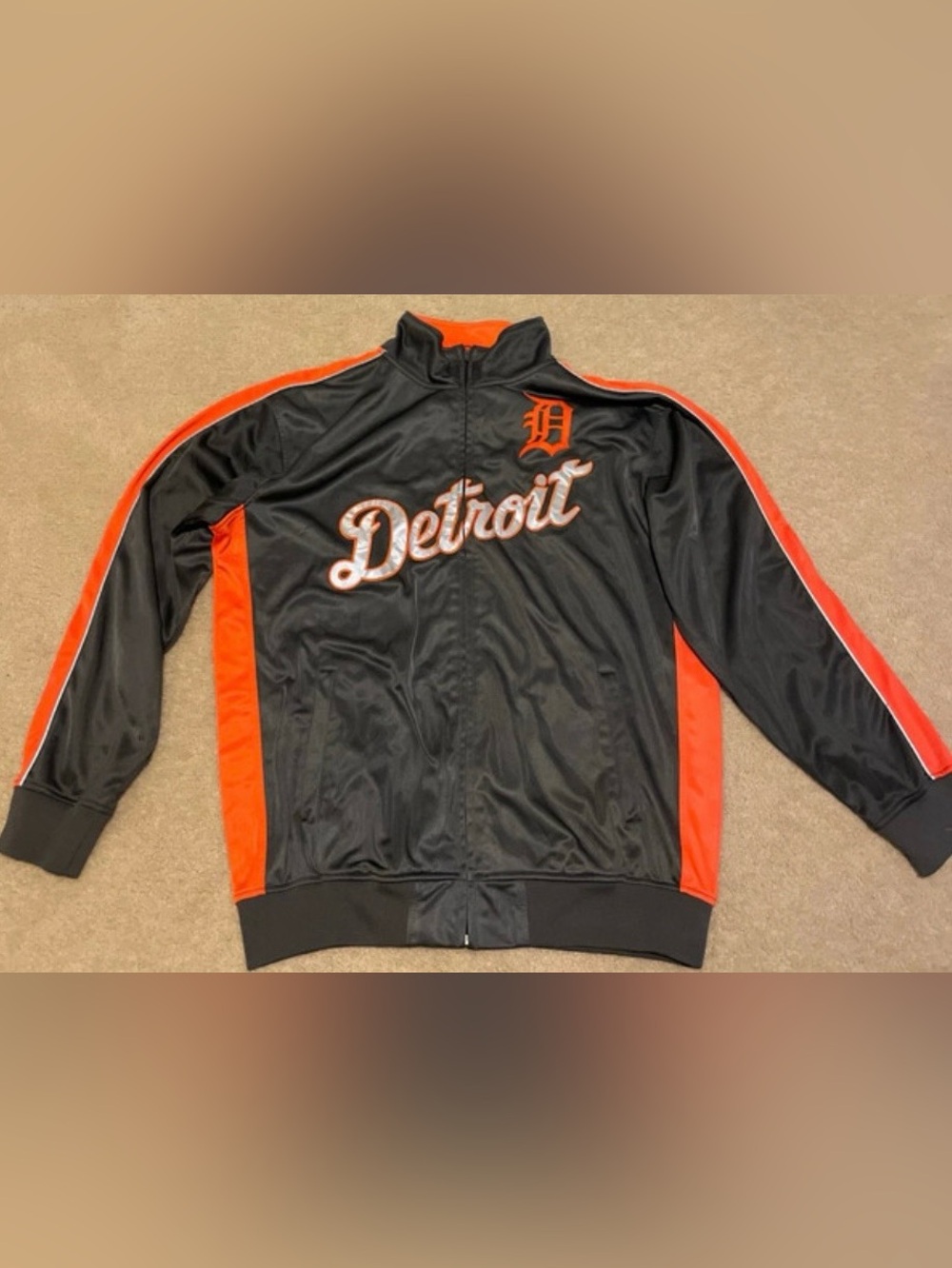 Grey & Orange Detroit Tigers Zip-Up Track Jacket